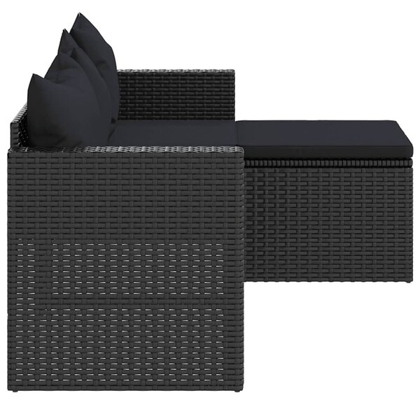 Fekete polyrattan kerti ülőgarnitúra