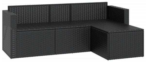 Fekete polyrattan kerti ülőgarnitúra