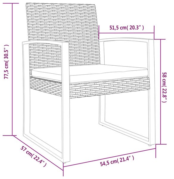 2 db sötétszürke polyrattan kerti étkezőszék