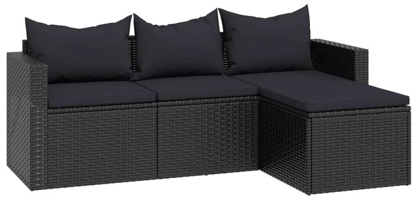 Fekete polyrattan kerti ülőgarnitúra