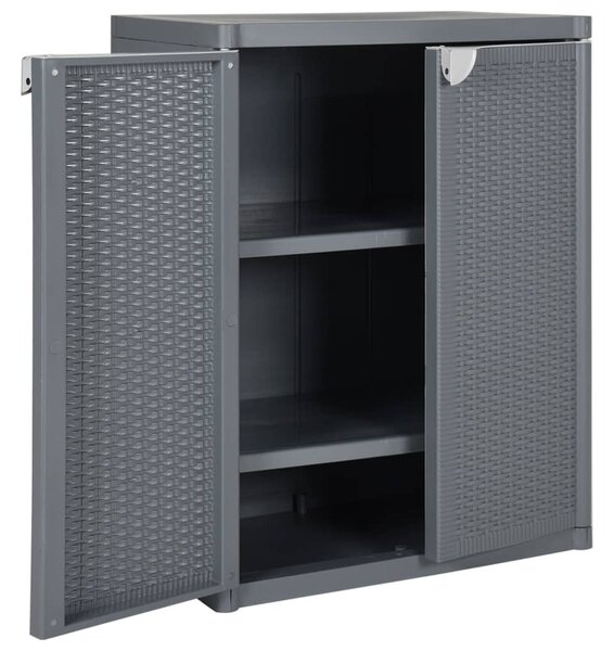 Szürke PP rattan kerti tárolószekrény 65 x 45 x 88 cm