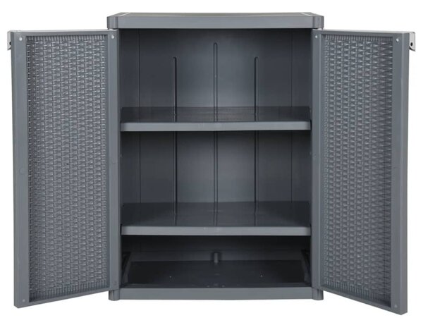 Szürke PP rattan kerti tárolószekrény 65 x 45 x 88 cm