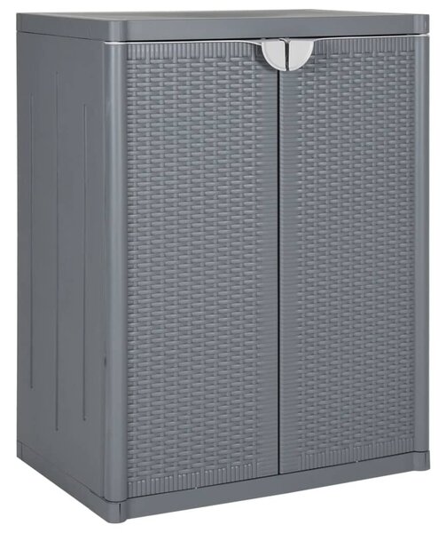 Szürke PP rattan kerti tárolószekrény 65 x 45 x 88 cm