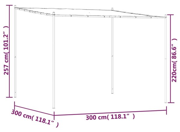 Antracitszürke szövet és acél pavilon 3x3 m 180 g/m²