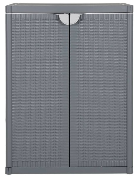 Szürke PP rattan kerti tárolószekrény 65 x 45 x 88 cm