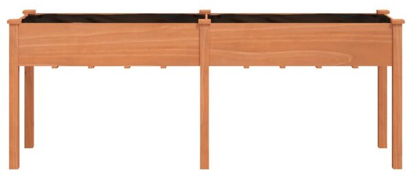 Barna tömör fenyőfa kerti ültetőláda béléssel 203x53x76 cm