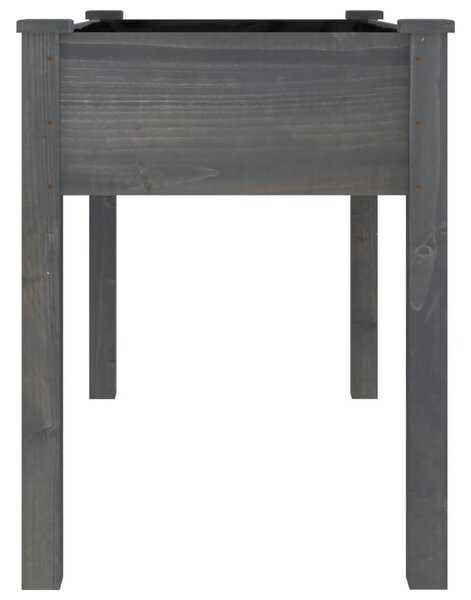 Szürke tömör fenyőfa kerti ültetőláda béléssel 118 x 59 x 76 cm