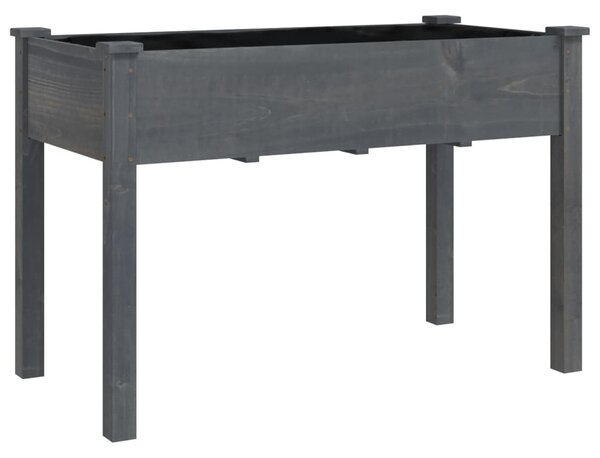 Szürke tömör fenyőfa kerti ültetőláda béléssel 118 x 59 x 76 cm