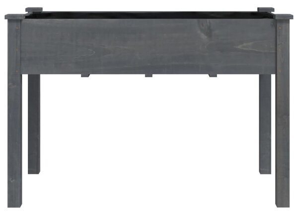 Szürke tömör fenyőfa kerti ültetőláda béléssel 118 x 59 x 76 cm