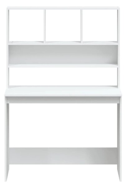 Fehér szerelt fa íróasztal polcokkal 102 x 45 x 148 cm