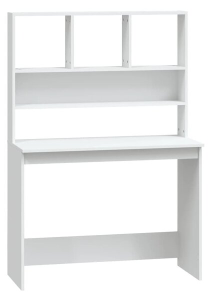 Fehér szerelt fa íróasztal polcokkal 102 x 45 x 148 cm