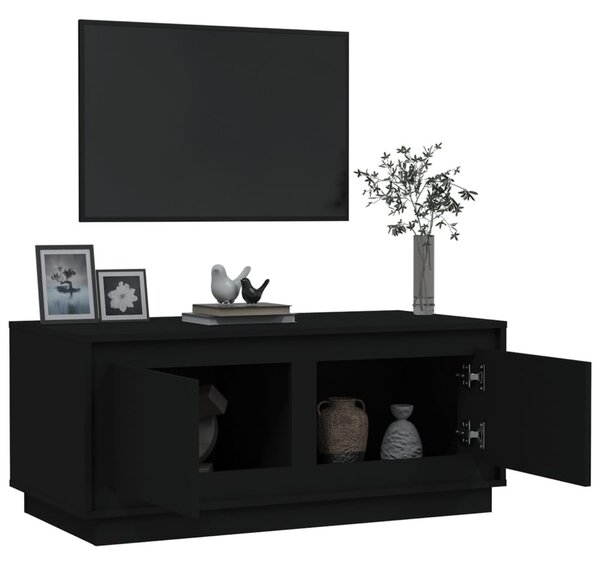 Fekete szerelt fa dohányzóasztal 102x50x44 cm