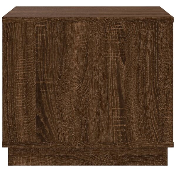 Barna tölgyszínű szerelt fa dohányzóasztal 51x50x44 cm
