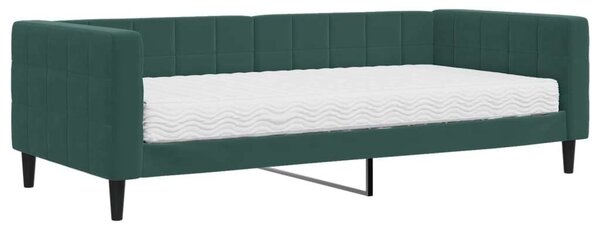 VidaXL sötétzöld bársony heverő matraccal 90 x 200 cm