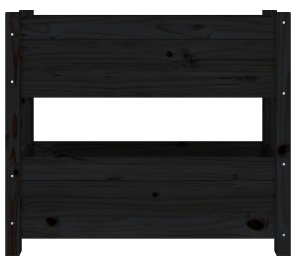 Fekete tömör fenyőfa növénytartó 77x25x66 cm