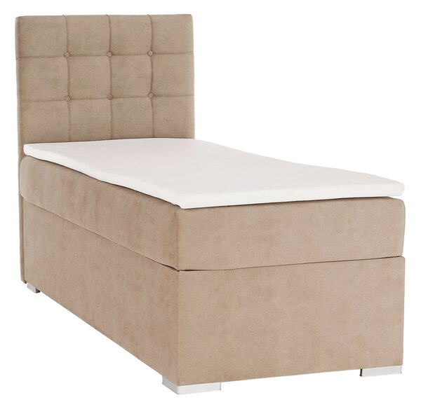 KONDELA Boxspring ágy, egyszemélyes, világosbarna, 90x200, balos, DANY