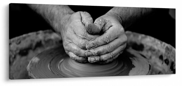 Fekete-fehér kép - kerámia gyártás (120x50 cm)