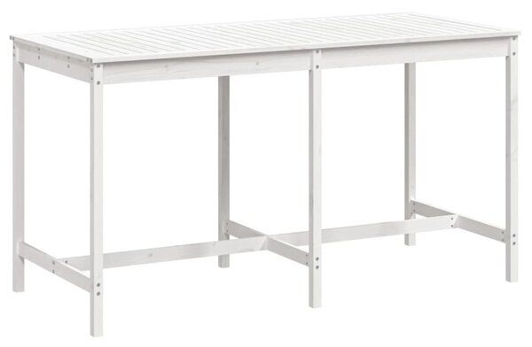 Fehér tömör fenyőfa kerti asztal 203,5x90x110 cm