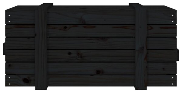 Fekete tömör fenyőfa tárolóláda 91 x 40,5 x 42 cm