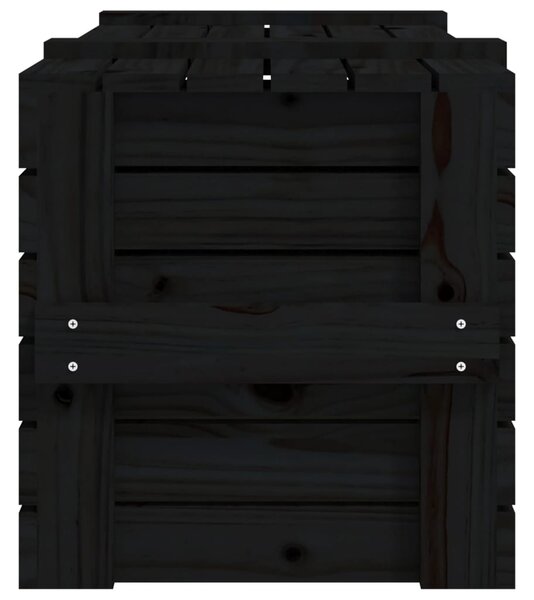 Fekete tömör fenyőfa tárolóláda 91 x 40,5 x 42 cm