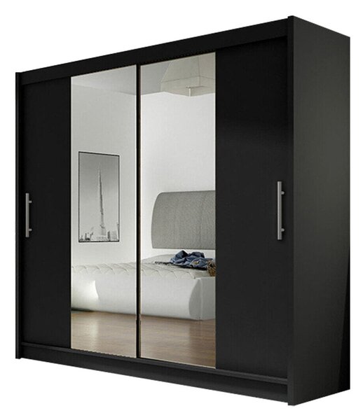 Gardróbszekrény Closico Pallor II, Laminált forgácslap, 215x180x58cm, Fekete