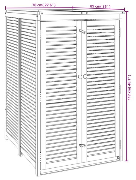VidaXL tömör akácfa kukatároló fészer 70 x 89 x 117 cm