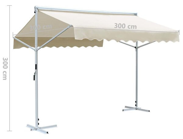 Krémszínű szabadon álló napellenző 3 x 3 m