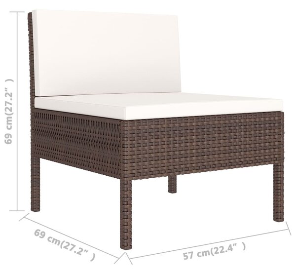 3 db barna polyrattan kerti szék párnákkal