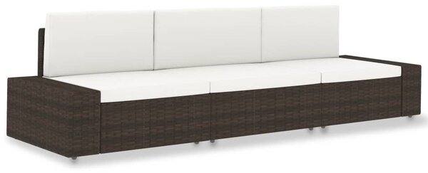 VidaXL 3 személyes barna elemes polyrattan kanapé