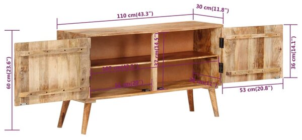 Tömör mangófa tálalószekrény 110 x 30 x 60 cm