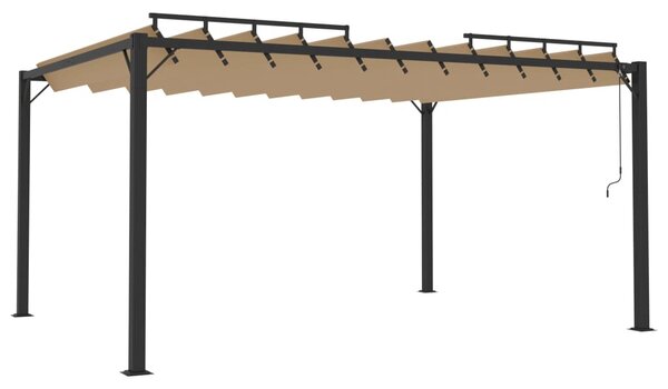 Tópszínű szövet és alumínium pavilon lamellás tetővel 3 x 4 m