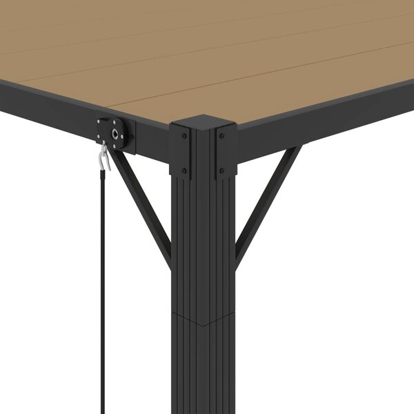 Tópszínű szövet és alumínium pavilon lamellás tetővel 3 x 4 m