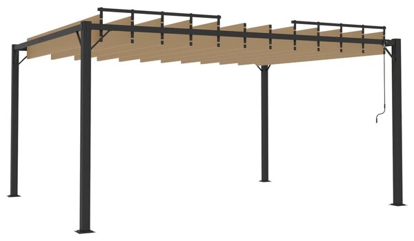 Tópszínű szövet és alumínium pavilon lamellás tetővel 3 x 4 m