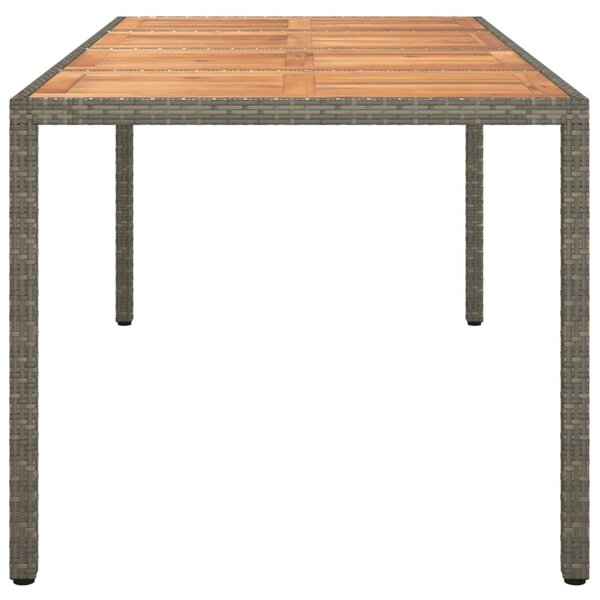 Szürke polyrattan és akácfa kerti asztal 190 x 90 x 75 cm