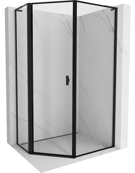 Mexen Mist L ötszögletű aszimmetrikus balra nyíló zuhanykabin 80 x 100 cm, fekete keret, fekete - 8A8L-080-100-70-70-L