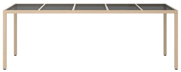 Bézs polyrattan és edzett üveg kerti asztal 250 x 100 x 75 cm