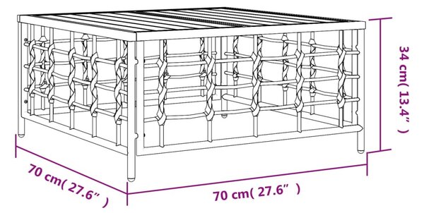 Antracitszürke polyrattan kerti asztal 70 x 70 x 34 cm