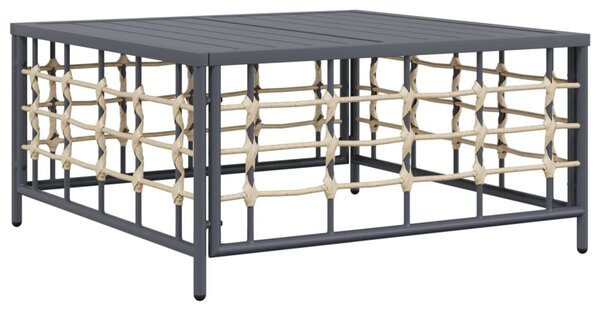 Antracitszürke polyrattan kerti asztal 70 x 70 x 34 cm