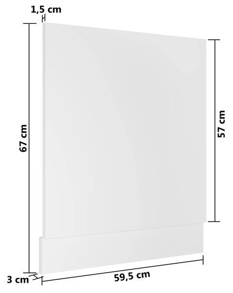 “Lyon” fehér szerelt fa mosogatógép-panel 59,5 x 3 x 67 cm