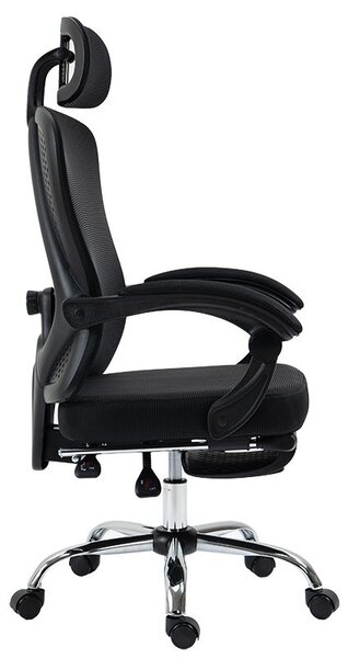 Vezetői irodai szék lábtartóval, Titan Premium Quality, prémium textil-fekete háló