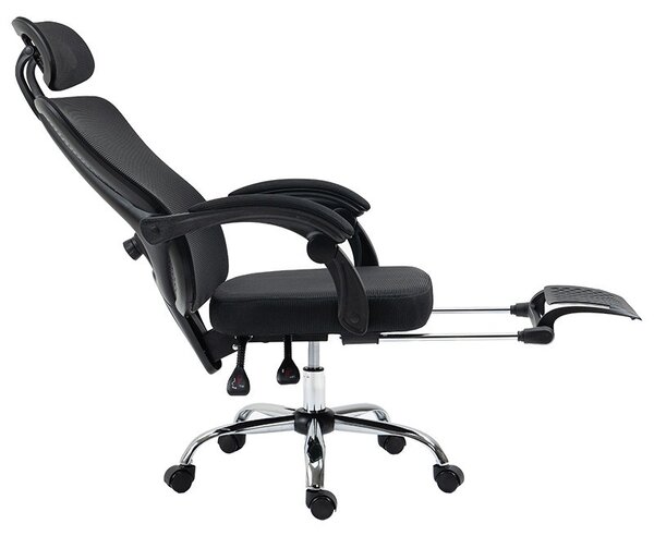 Vezetői irodai szék lábtartóval, Titan Premium Quality, prémium textil-fekete háló