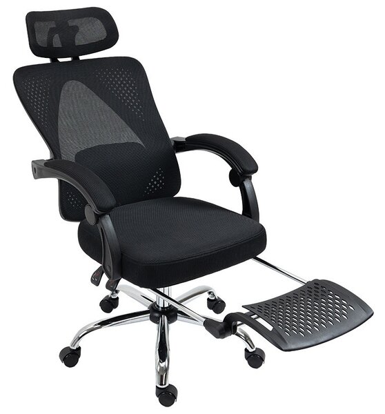 Vezetői irodai szék lábtartóval, Titan Premium Quality, prémium textil-fekete háló