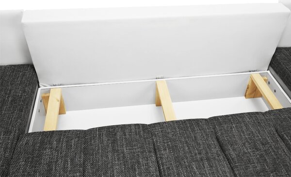 KONDELA Univerzális ülőgarnitúra, ekobőr fehér/szövet szürke melír, TONIKS U UNI
