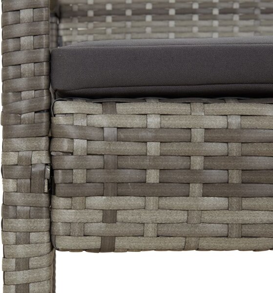 Szürke polyrattan kerti pad párnával 105 cm
