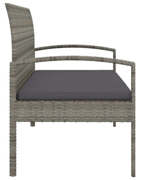 Szürke polyrattan kerti pad párnával 105 cm