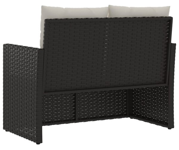 Fekete polyrattan kerti pad párnákkal 105 cm