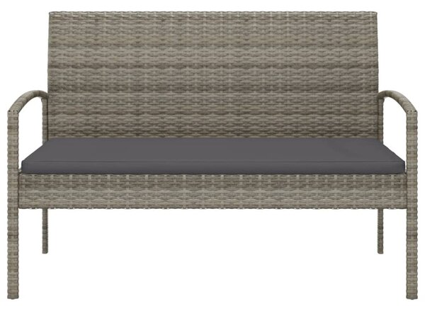 Szürke polyrattan kerti pad párnával 105 cm
