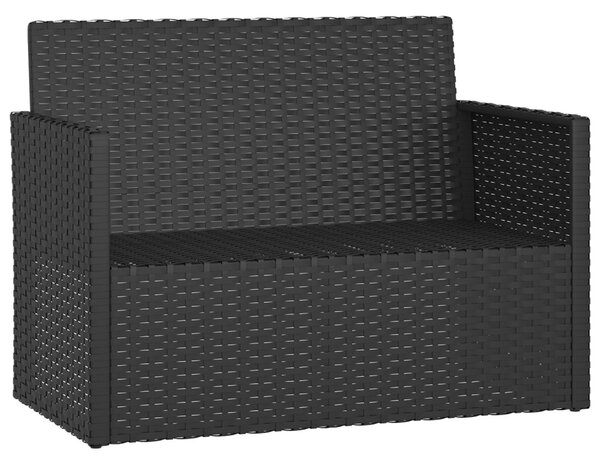Fekete polyrattan kerti pad párnákkal 105 cm