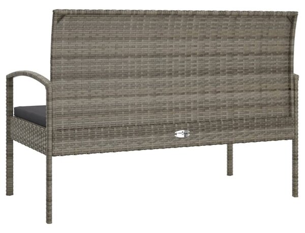Szürke polyrattan kerti pad párnával 105 cm