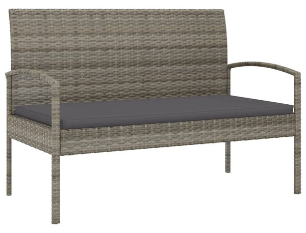 Szürke polyrattan kerti pad párnával 105 cm